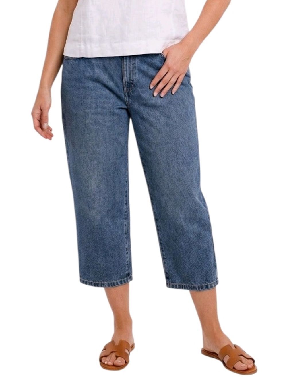 Vintage Tommy Hilfiger Medium Wash Mid-Rise Cropped Boyfriend Jeans Size 16